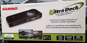 Diamond Multimedia UltraDock Dual Video USB 3.0/2.0 Docking Station NEW OPEN BOX - Afbeelding 1 van 6