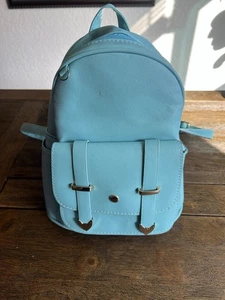 Small Girls Mini Light Turquoise Blue Backpack Purse 6"D x 9"W x 9.8"H Bag - Picture 1 of 15