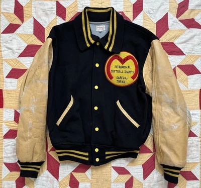 Chaqueta Universitaria Sasebo Japón Softbol Años 60 De Colección Talla 38 Chaqueta de Recuerdo Como Está Foto 1 de 4