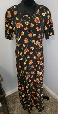 Rafaella Womens Floral Maxi Dress Size 10 With Front Buttons - Imagem 1 de 4