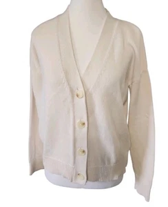 NWOT LOFT White Cardigan w/ Cream Buttons Womens Small - Picture 1 of 5