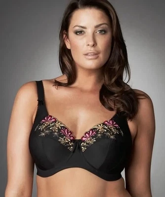 Elomi Cleo Bra 40G EL8000  Black Floral Full Coverage Wired No Pads Or Lining UW - Image 1 of 4