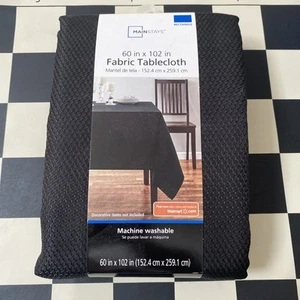 Mainstays Black Tablecloth 60” X 102” Rectangular Polyester Easy Care NEW - Picture 1 of 4