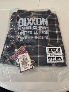 Dixxon The Punk Rock Museum Flannel Shirt Men 5XL Gray Pink Green Button Up NWT - Picture 1 of 9