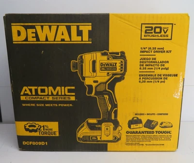 New Dewalt DCF809D1 20V MAX ATOMIC 1/4 Cordless Brushless Compact Impact Driver* - Image 1 of 4