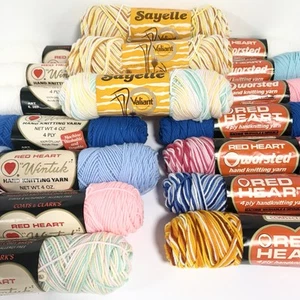 Vintage Red Heart Sayelle Worsted Wintuk Acrylic Knitting Yarn Retro Mixed Lot - Picture 1 of 24