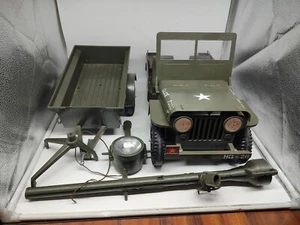 Vintage 1960s Hasbro GI JOE Official Jeep 7000 and Trailer Cannon Searchlight - Bild 1 von 9