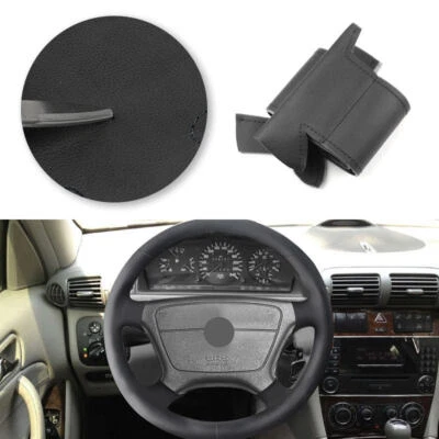 Cubierta de cuero del volante negro para Mercedes Benz Clase C CL E W202 W210 Foto 1 de 4