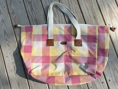 Bolso de Mano Laura Ashley De Colección Grande Rosa Amarillo Lona Cremallera Fin de Semana Foto 1 de 4