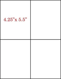 4 -1 1/4 Quarter Sheets Self Adhesive Shipping Label Lazer / Inkjet 4.25" x 5.5" - Picture 1 of 2