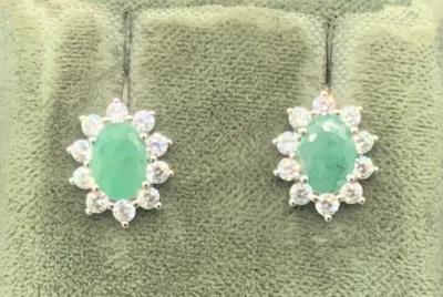 Smaragd Ohrstecker  925er Silber - Bild 1 von 4