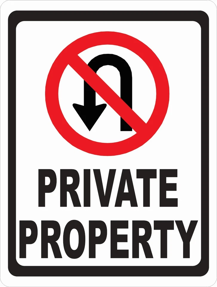 Private Property No U Turns Sign. Size Options.  - Image 1 of 1