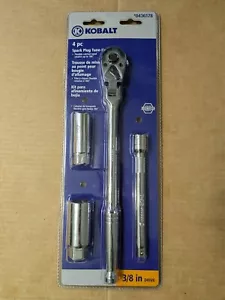Kobalt 3/8" Flex Head Ratchet 5/8" & 13/16" Spark Plug Sockets +Ext Bar Tool Set - Picture 1 of 6