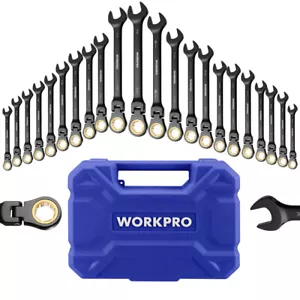 WORKPRO 22PC Ratcheting Combination Wrench Set Metric 6-18mm SAE 1/4-3/4" Wrench - Picture 1 of 9