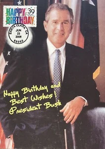 Tarjeta de felicitación inaugurada de George W. Bush feliz cumpleaños HNLP Hideaki Nakano 4079 - Imagen 1 de 3
