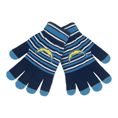 Los Angeles Chargers Gloves Acrylic Stripe Knit Sports Logo Winter Texting Tips Cover