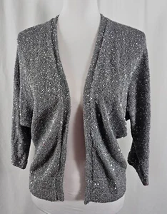 New Express Womens Open Cardigan Gray Sparkly Silver Polyester Coton Medium - Picture 1 of 6