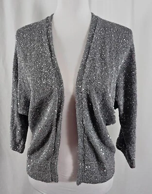 Nuevo Cárdigan Abierto Express Para Mujer Gris Brillante Plata Poliéster Algodón Mediano Foto 1 de 4