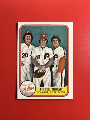 1981 Fleer - 背面编号 #645 Mike Schmidt、Pete Rose、Larry Bowa — 第 1/2 张图片
