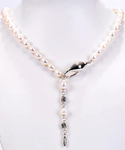 Michael Dawkins White Cultured Pearl Sterling Silver 19-1/2"L Lariat Necklace - Picture 1 of 1