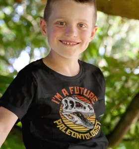 Kids Future Paleontologist Vintage T-Rex Dinosaur Lover Unisex T-Shirt - Picture 1 of 15