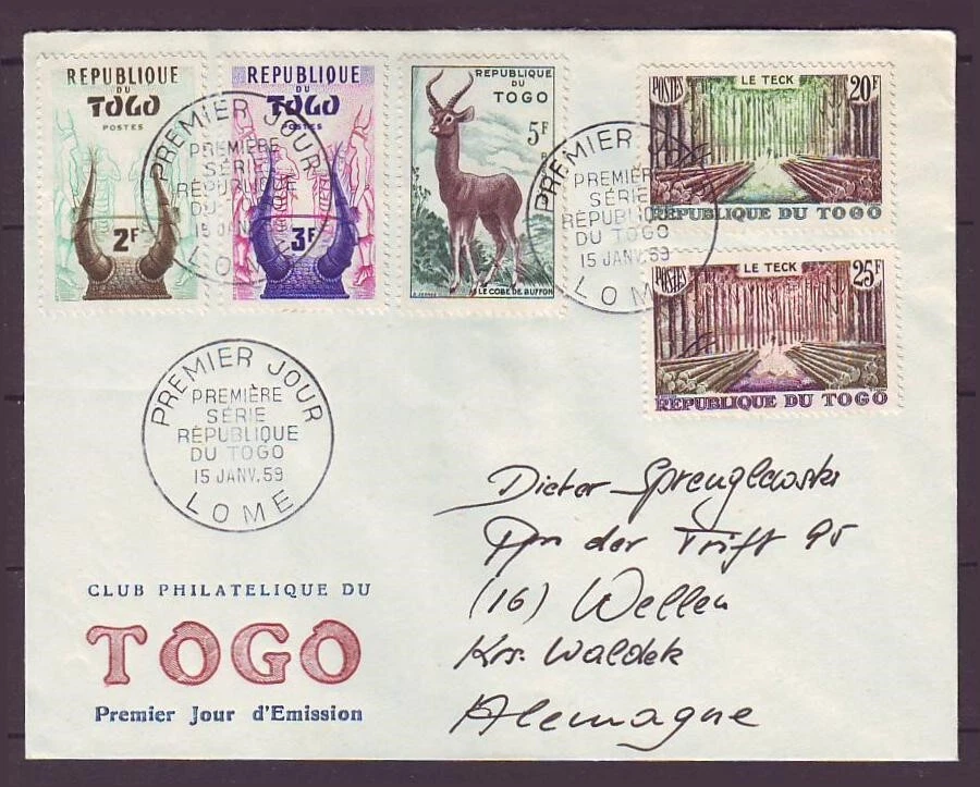 q7177/ Togo FDC Cover t/Germany 1959 - Image 1 of 1