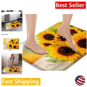 Floral Bath Mat - Non-Slip, Washable, 16x24 Inches - Yellow Sunflower Design - Picture 1 of 11