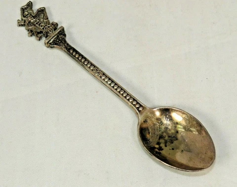 Scotland Engraved Enamel Silver Collector Souvenir Spoon - A8-2 Cover