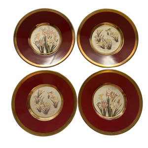 "4 platos de colibrí de iris Chokin Art of Chokin de colección con adornos de oro de 24 quilates 6"" Japón" - Imagen 1 de 12