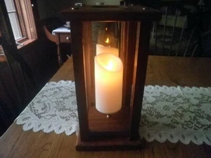 Hand Made Signed/Dated Wood Candle Box Lantern Lamp - Picture 1 of 5