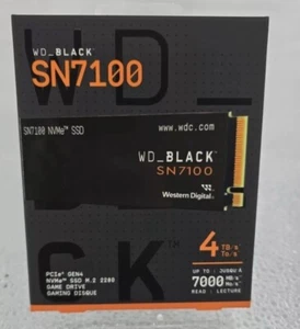 NEW - WD BLACK SN7100 4TB M.2 2280 NVMe SSD 7,250MB/s Gen 4 PCIe WDS400T4X0E - Afbeelding 1 van 3