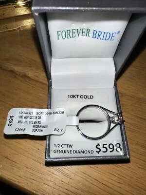 10k White Gold Diamond Wedding Engagement Ring 1/2Cttw  Proposal Gift Matrimoñio - Image 1 of 4