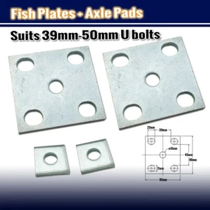 2x Trailer Jockey Wheel 90 x 95mm Fish Plate + Axle Pad For U Bolt Boat Caravan - Picture 1 of 5
