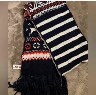 Bufanda vieja azul marino con flecos-larga, gruesa y felpa tejida 76" L nueva con etiquetas Foto 1 de 3