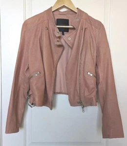 Club Monaco Women's Pink Leather Motorcycle Jacket - Picture 1 of 14
