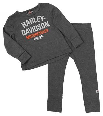 Harley-Davidson Conjunto de 2 piezas de camiseta y pantalón tejido infantil manga larga para bebé niño - Gris Foto 1 de 2