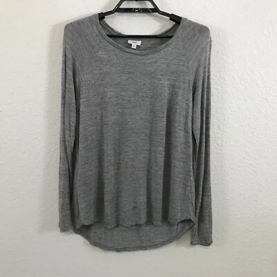 Vince. Blusa tamanho M cinza manga longa viscose urze semi transparente gola redonda - Imagem 1 de 4