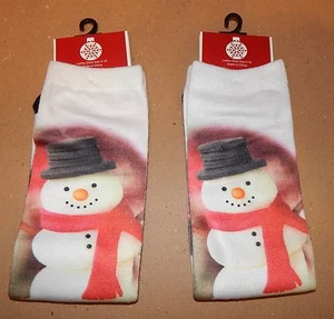Christmas Socks Ladies Size ShopKo 9 to 11 2pr Snowman 30C - Picture 1 of 3