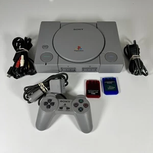 Sony PlayStation PS1 SCPH-9001 Gray Console System Bundle Tested and Works - Picture 1 of 7
