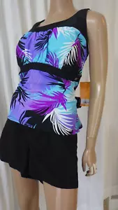 NWT ZEROEXPOSURE PLUS SZ 3X MULTI 2PC SWIMDRESS BATHING SUIT TANKINI SWIM DRESS - Picture 1 of 13