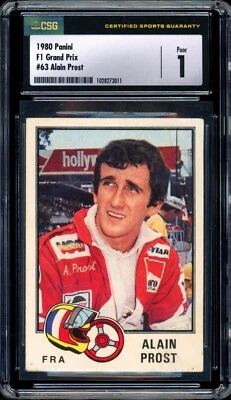 1980 ALAIN PROST PANINI F1 GRAND PRIX #63 ROOKIE CARD (CSG 1) AYRTON SENNA RIVAL - Image 1 of 2
