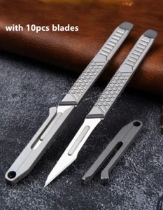 Titanium Utility Knife Scalpel Blade w Sheath Prybar Outdoor Survival EDC Tools - Picture 1 of 12