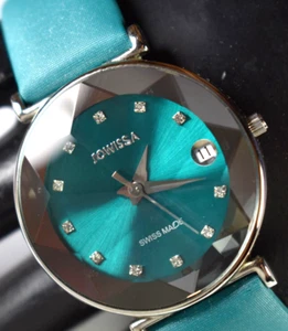 Jowissa Facet Strass Swiss Women's Watch Teal Dial w/ Date NEW BATTERY! - Picture 1 of 10