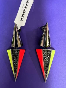 NWT Sarah Magid Anthropologie Chunky Triangle Geometric Neon Prankster Earrings - Picture 1 of 5
