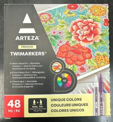 Arteza TwiMarkers, Set of 48 Colors - Unique Colors *NEW* - Image 1 of 2