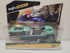 Maisto Design Elite Transport COE Flatbed/1950 MERCURY CUSTOM GREEN/BLACK NEW - Picture 1 of 1