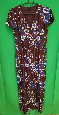 Banana Republic Womens Med.  Dress Long Maxi Brown flower Side Slit Sleeveless - Image 1 of 4