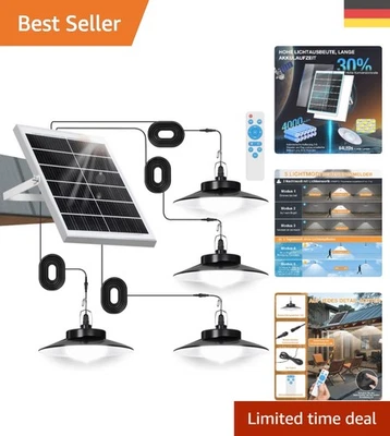 Extra Helle Solar Hängeleuchte für Garten: 4000mAh Akku, Timer & Fernbedienung - Bild 1 von 4