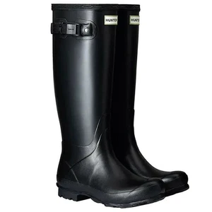 HUNTER ORIGINAL FIELD BOOT BLACK Women's Gloss Wellies Tall Wellingtons - Picture 1 of 3