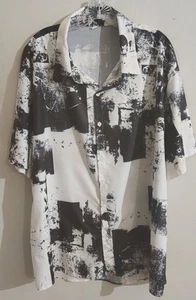 Camicia manica No Boundries bianca e nera con bottoni taglia 3XL - Foto 1 di 6